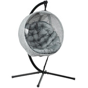 Grey Hanging Egg Chair with Stand Thick Cushion and Cup Holder for Garden or Balcony by Outsunny