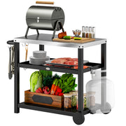 Charcoal Grey Outdoor BBQ Trolley With Stainless Steel Top and Storage by Outsunny