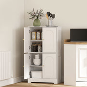 4 Door Kitchen Storage Cabinet With Adjustable Shelves For Organised Cooking Space White