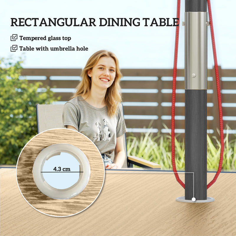 Garden Dining Set for 4 with Comfortable Chairs and Easy Clean Tabletop Teak Outsunny
