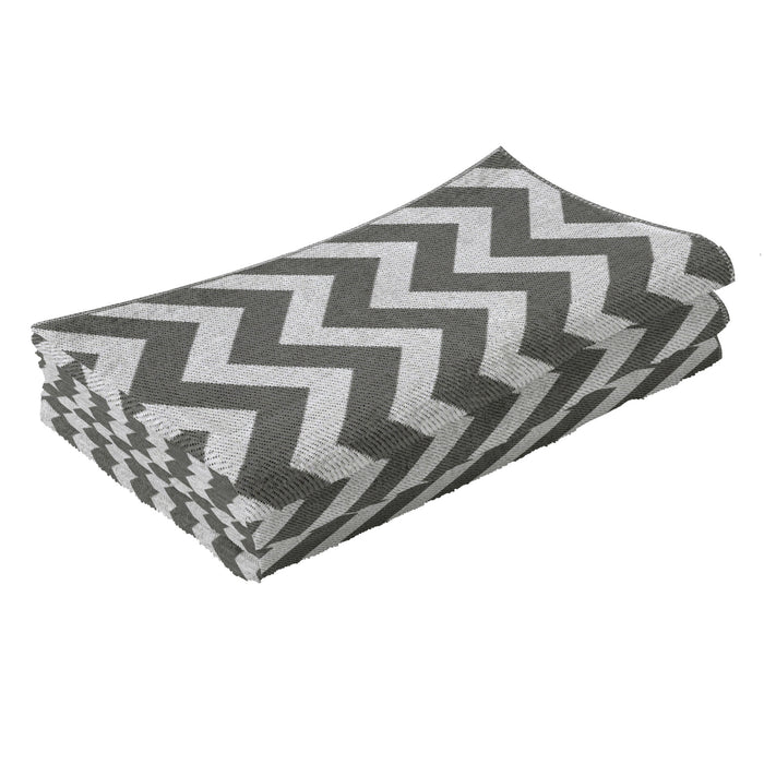 Grey and White Reversible Outdoor Rug 1.2 x 1.8m Waterproof Plastic Mat for Garden Camping Beach by Outsunny