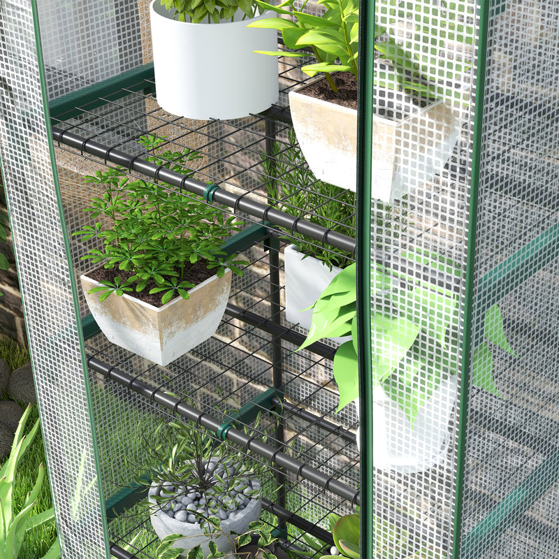 White 193cm Five Shelf Mini Greenhouse for Plants and Seedlings by Outsunny