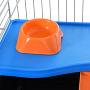 2 Tier Steel Hutch for Small Guinea Pigs with Accessories Ideal for Indoors, Blue and Orange