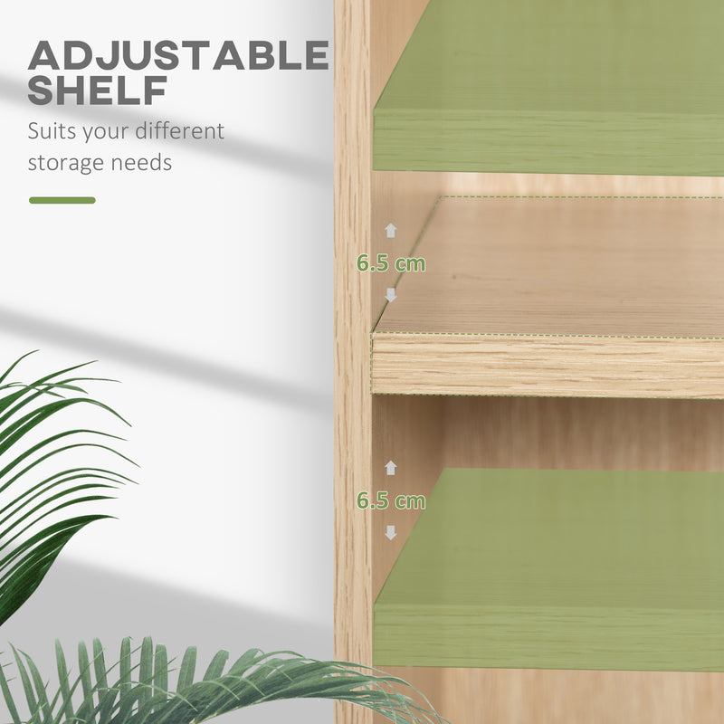 2 Tier Small Bookcase With Adjustable Shelf Ideal For Home Office Or Study, Natural