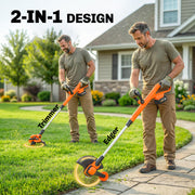 Cordless Garden Strimmer With Adjustable Handle for Easy Lawn Trimming Orange AOSOM