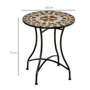 Grey Mosaic Round Outdoor Patio Table 60cm Weather-Resistant Garden Bistro Table by Outsunny