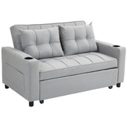 Light Grey Two Seater Pull Out Sofa Bed Compact and Stylish by HOMCOM
