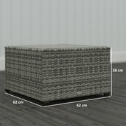 Light Grey Rattan Side Table with Glass Top 62 x 62 cm by Outsunny