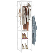 White Multi Storage Clothes Rail With Shelves And Hanging Space