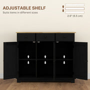 Black Sideboard With Rubberwood Top And Adjustable Shelves For Kitchen Or Dining Room