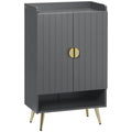 Narrow Shoe Cabinet for Hallway Storage with Adjustable Shelves and Top Tray Grey
