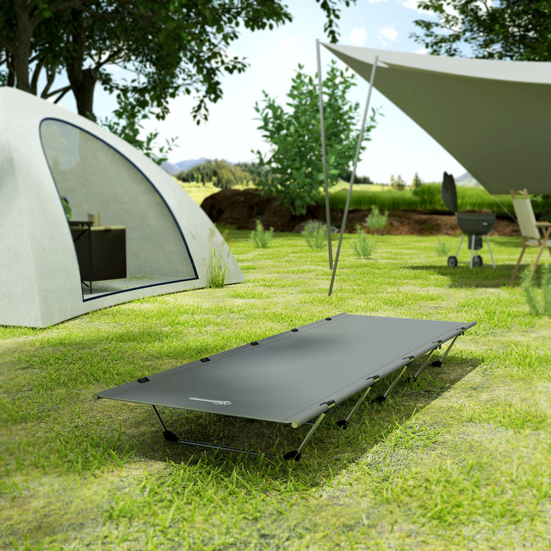 Camping Bed Foldable Lightweight Cot for Comfortable Sleep Off the Ground Dark Grey
