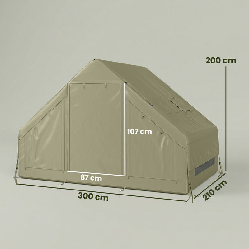 Inflatable Camping Tent With Pump, Stove Jack, Mesh Windows, 2–4 Person, Olive Green