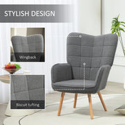 Grey Teddy Fleece Wingback Accent Chair with Padded Seat by HOMCOM
