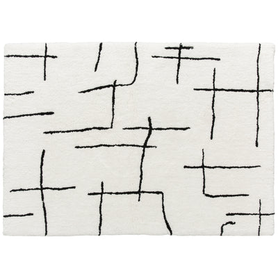 Soft High Pile Geometric Area Rug Washable Floor Carpet for Living Room or Bedroom, Cream