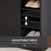 Black Shoe Storage Cabinet with Adjustable Shelves Ideal for Hallways and Bedrooms