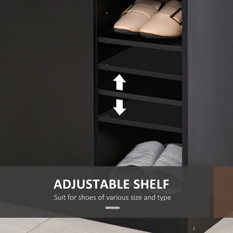 Black Shoe Storage Cabinet with Adjustable Shelves Ideal for Hallways and Bedrooms