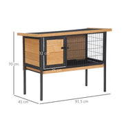 Wooden Guinea Pig Hutch Elevated Outdoor Pet House with Slide Out Tray Natural AOSOM