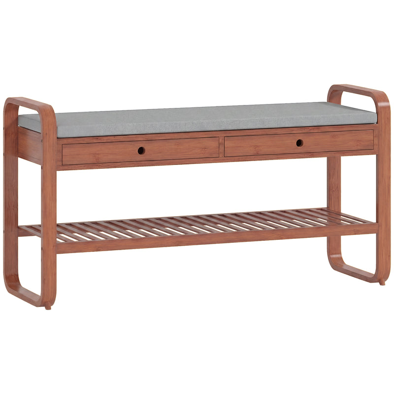 Shoe Storage Bench with Drawers and Cushioned Seat for Hallway Organisation Dark Brown