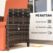 3 Piece Rattan Bistro Set With Cushions and Storage For Balcony or Patio Orange