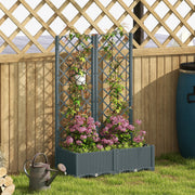 Raised Garden Bed with Trellis and Water Reservoir for Climbing Plants and Veggies Grey Outsunny