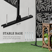 Black Metal Garden Privacy Screen with Stand 6.5ft Decorative Panel for Patio or Pool