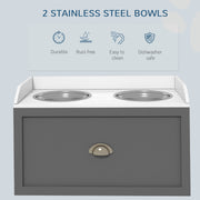Stainless Steel Raised Dog Bowls With Storage Drawer For Large Breeds, Grey