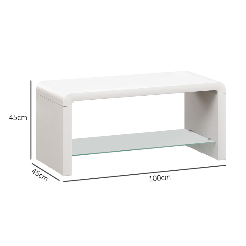 Curved White High Gloss Coffee Table Modern Design by HOMCOM