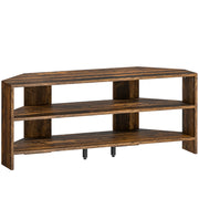 Rustic Brown Corner TV Stand for 47 Inch TV with Open Shelves for Storage and Display