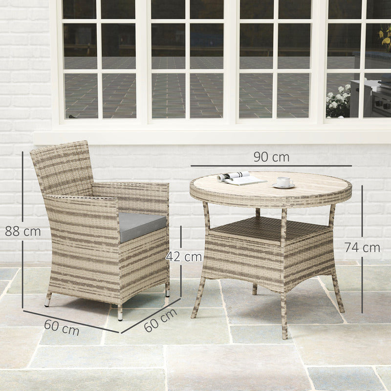 Grey 5 Piece Rattan Garden Furniture Set With Two Tier Coffee Table by Outsunny
