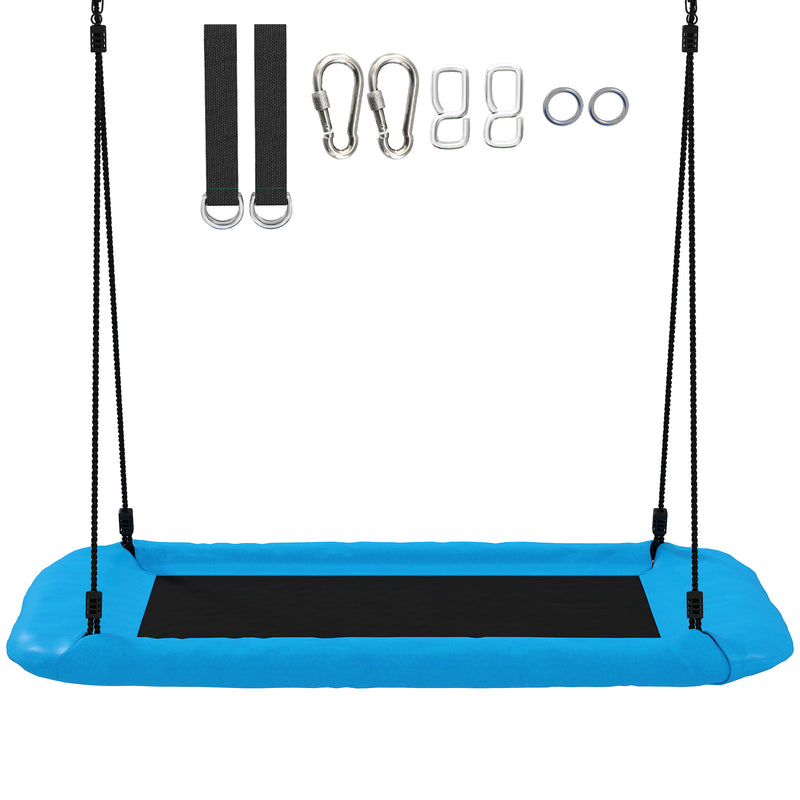 Kids Outdoor Nest Swing for Up to 4 Children Adjustable Height Waterproof Blue