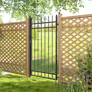 Black Galvanised Steel Garden Gate with Lock and Classic Finials 105 x 204 cm