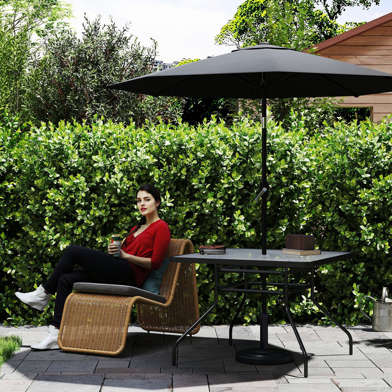 Square Glass Garden Dining Table with Umbrella Hole 100 x 100 cm