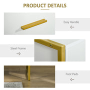 Set of 2 Modern Bedside Tables With Drawer and Shelf for Bedroom or Lounge White and Gold