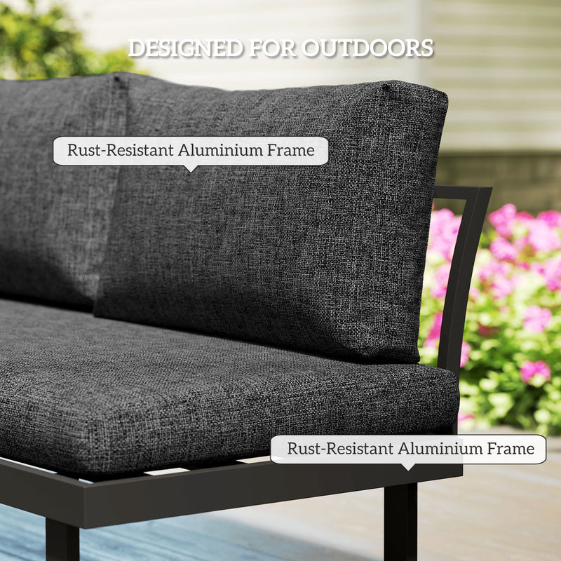 4 Seater L Shaped Aluminium Garden Furniture Set With Coffee Table Dark Grey by Outsunny