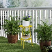 Outsunny Two-Tier Metal Garden Table - Yellow AOSOM