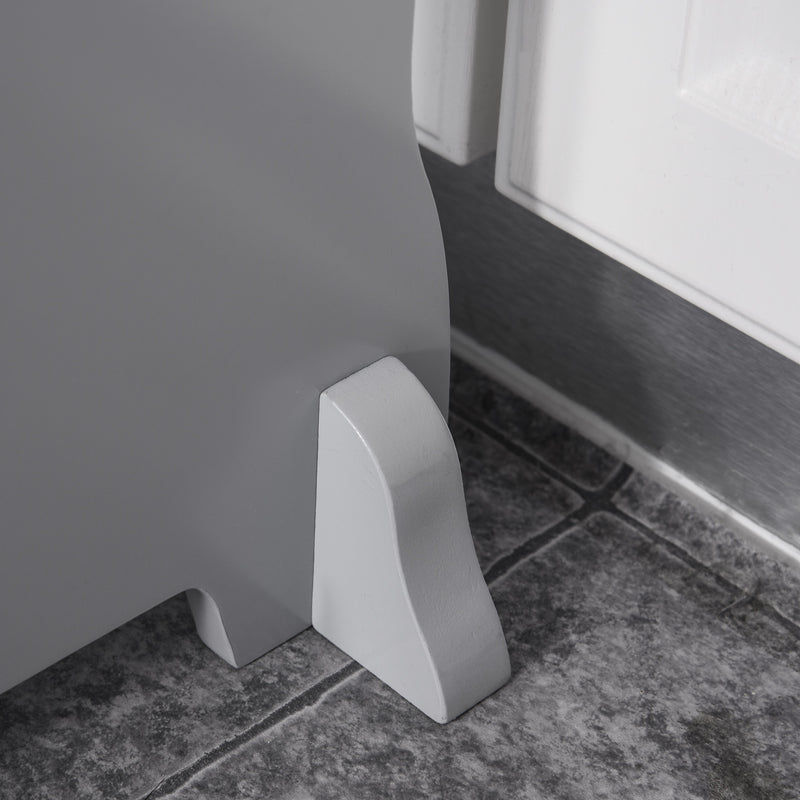 Grey Wooden Kids Step Stool with Non Slip Handles for Kitchen Help Ages 3 to 8 Years