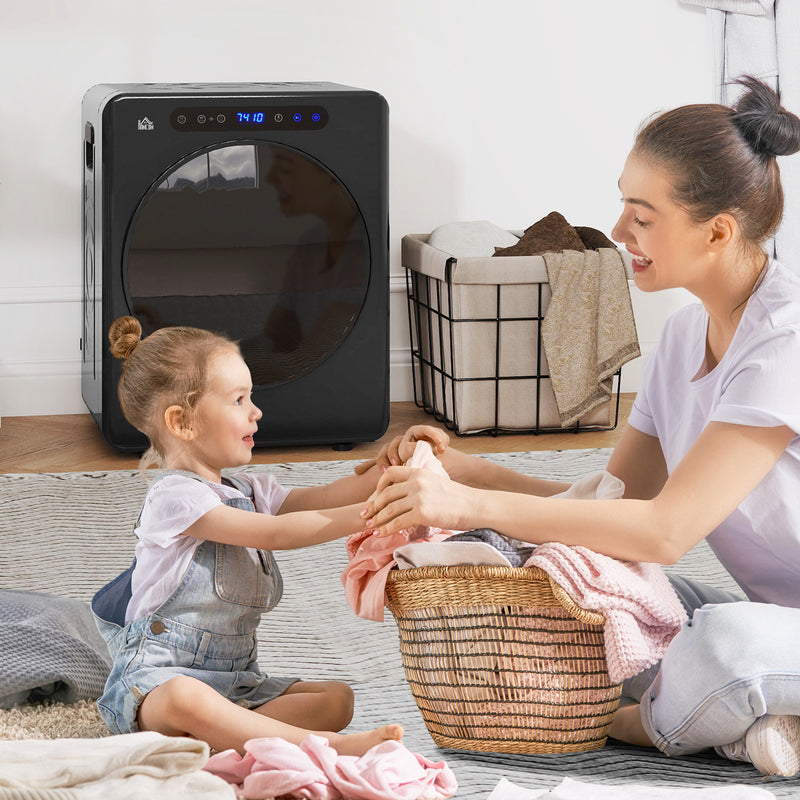 4kg Compact Tumble Dryer with Adjustable 40 to 60 Degree Heat Ideal for Small Spaces, Black