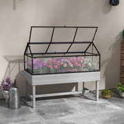Grey Wooden Raised Garden Bed 60 x 120cm With Base Ideal for Patios and Small Spaces