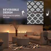 Black and White Reversible Outdoor Rug with LED Lights Ideal for RVs and Garden Use