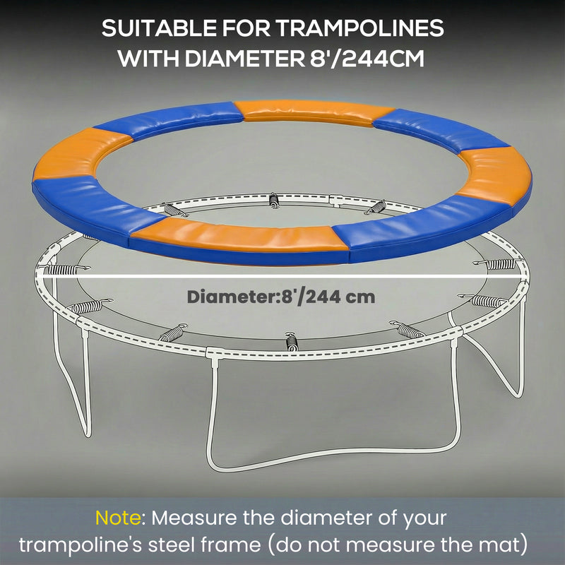 Trampoline Safety Pad for 8ft Round Trampolines Protects Springs and Edges Blue AOSOM