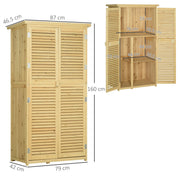 Wooden Garden Storage Cupboard With Asphalt Roof And Lockable Double Doors Natural 160cm