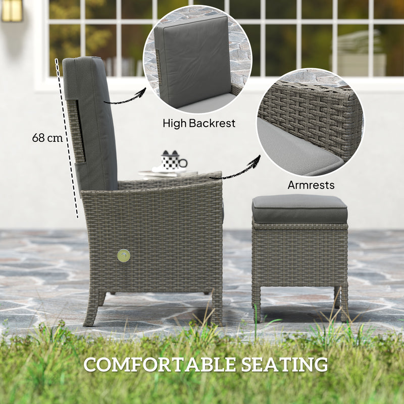 5 Piece Rattan Patio Furniture Set With Cushions Dark Grey by Outsunny