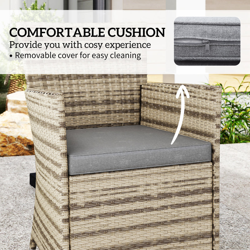 Grey 5 Piece Rattan Garden Furniture Set With Two Tier Coffee Table by Outsunny