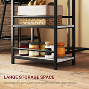 Three Piece Kitchen Dining Set with Shelves Grey and Black by HOMCOM