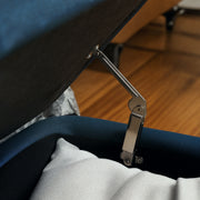 Linen Look Storage Ottoman Bench With Lift Up Lid For Living Room Or Bedroom Dark Blue