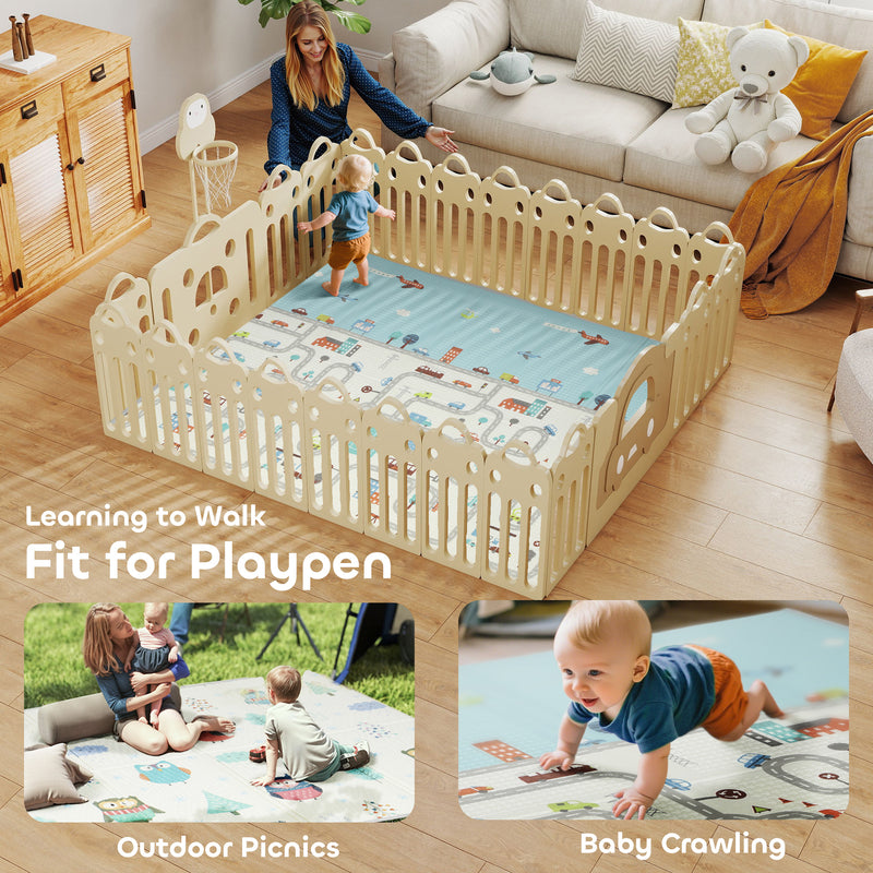 Foldable Baby Play Mat Double Sided Soft Foam for Crawling and Playtime Fun Grey