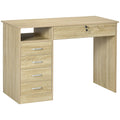Computer Desk with Drawers and Lockable Storage for Organised Home Office Oak AOSOM