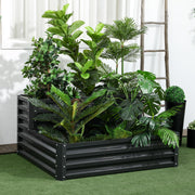 Dark Grey 2 Tier Raised Garden Bed With Open Bottom For Growing Vegetables And Herbs