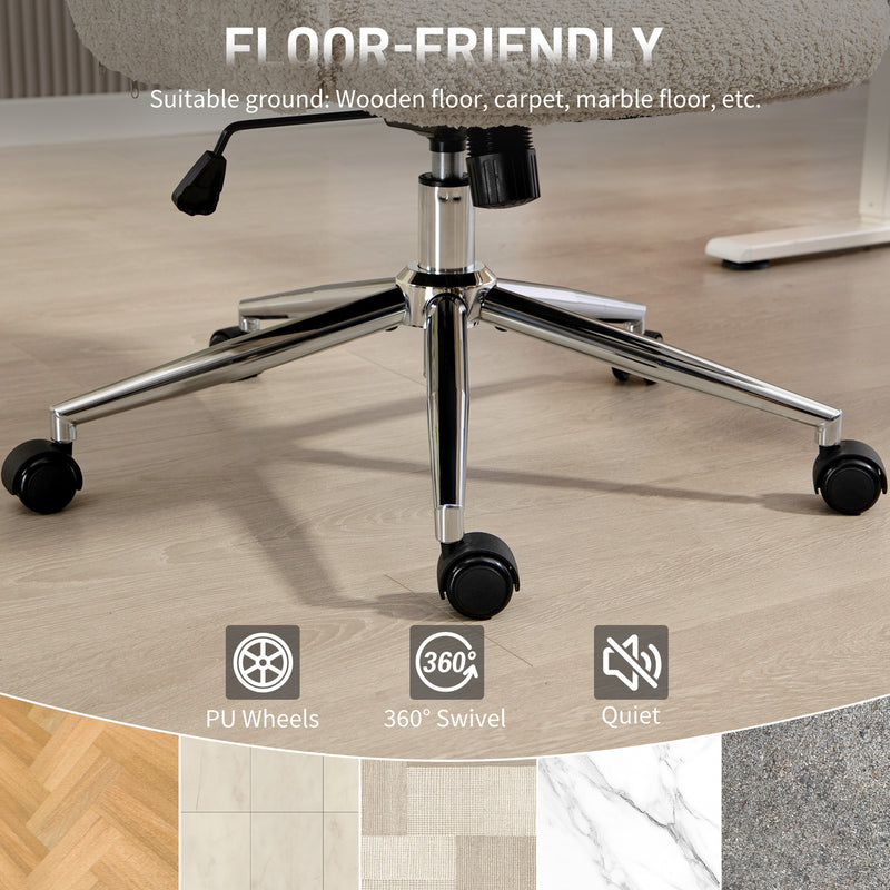 Ergonomic Office Chair with Adjustable Headrest and Boucle Fabric for All Day Comfort Pale Grey AOSOM